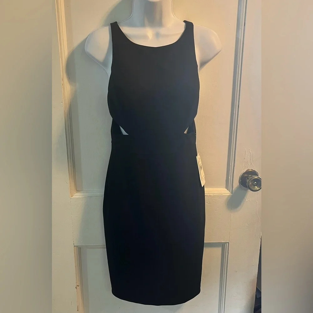 Aidan mattox scuba crepe cocktail black dress size 2 NWT